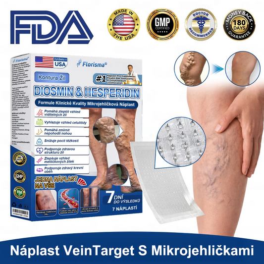 FLORISMA® Klinická mikrojehličková náplast s diosminem a hesperidinem🌿 – zaměřená na křečové a metličkové žilky, pomáhá zmírnit pocit těžkých a unavených nohou
