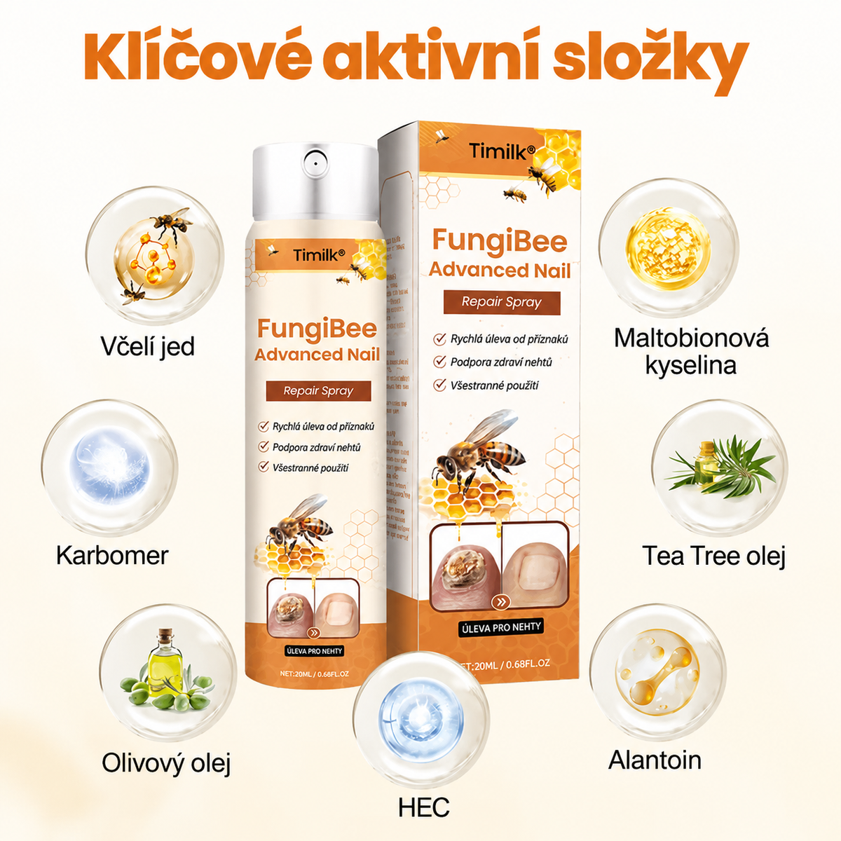 Timilk® FungiBee Advanced – Regenerační sprej pro oslabené nehty🎁