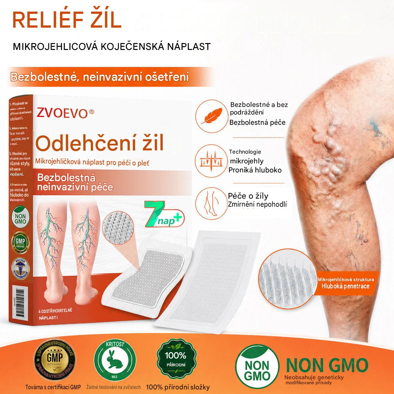 ☘️ Zvoevo® Vein Ease mikrojehličkové náplasti (pro zlepšení stavu pavoučích žil, křečových žil a otoků a únavy nohou)
