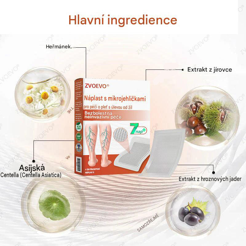 ☘️ Zvoevo® Vein Ease mikrojehličkové náplasti (pro zlepšení stavu pavoučích žil, křečových žil a otoků a únavy nohou)